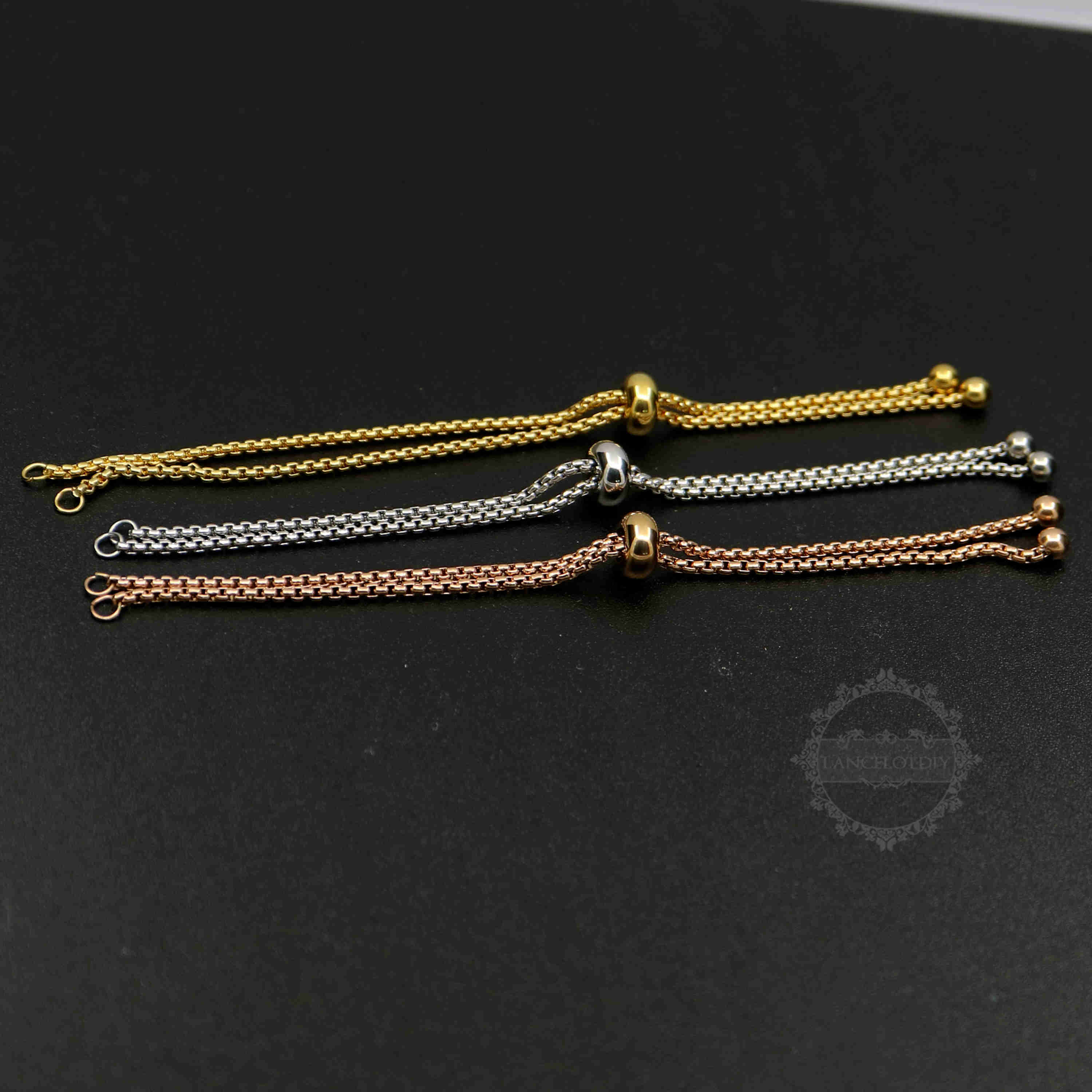 1pcs 11cm long rose gold silver stainless steel DIY charm bracelet with 1.8mm thick box chain adjustable bracelet supplies 1900187 - Click Image to Close